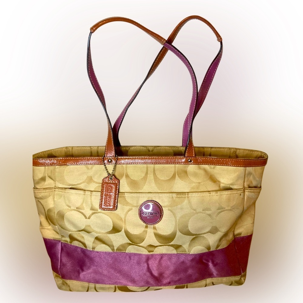 COACH STRIPE F15188 large TOTE SHOULDERBAG Weekender, Diaperbag Multifunctional